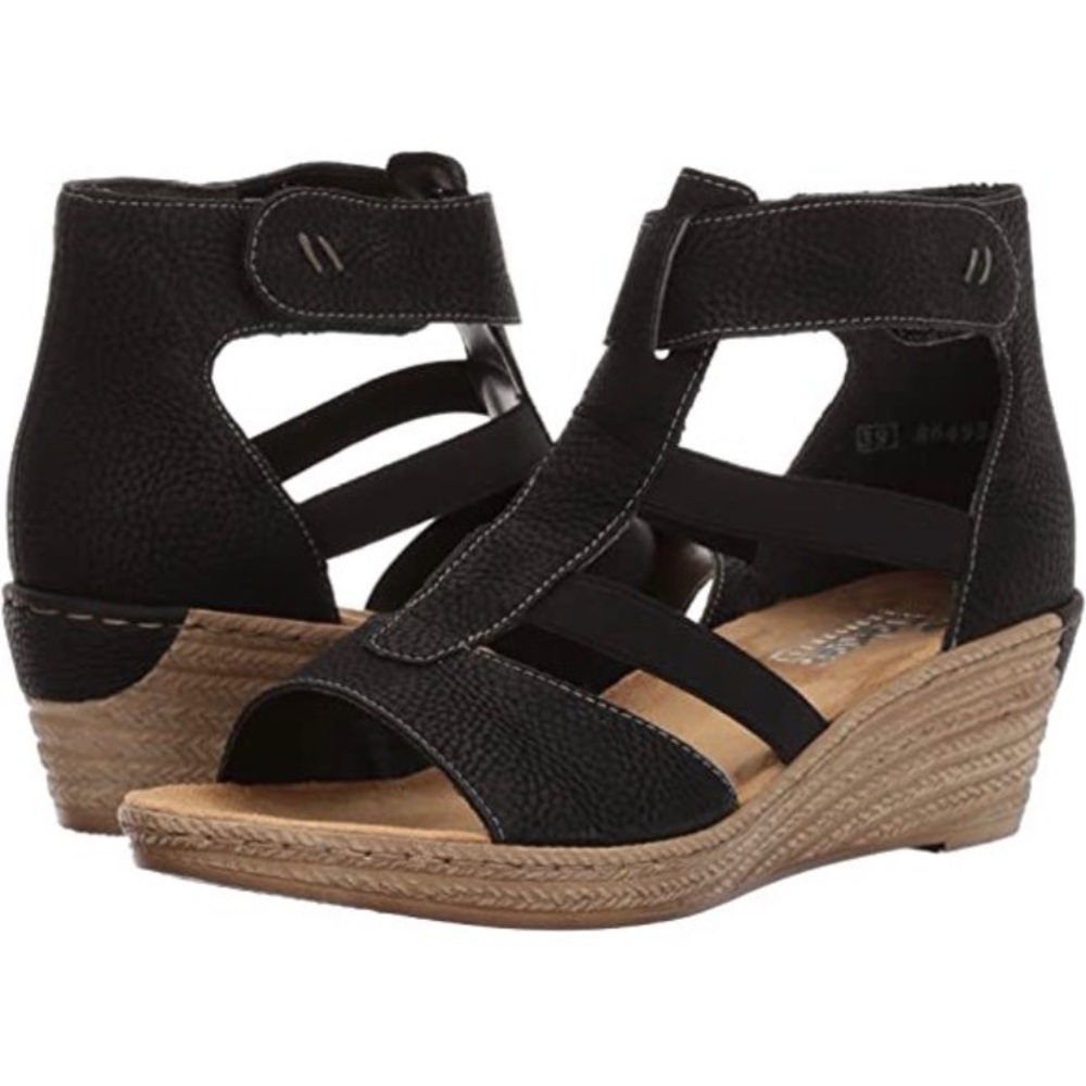Rieker Women’s Black Wedge Sandal